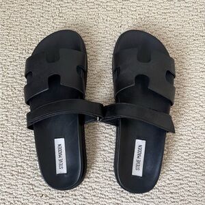 Steve Madden Black Cutout Slide Sandals